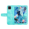 For Samsung Galaxy A12 5G Floral Pattern Leather Phone Case with Lanyard(Green)