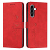 For Samsung Galaxy A36 5G Skin Feel Heart Embossed Leather Phone Case with Long Lanyard(Red)