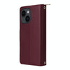 For iPhone 14 / 13 Nine-card Slots Zipper Wallet Bag Leather Phone Case(Wine Red)