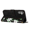 For Samsung Galaxy S25 5G Floral Pattern Leather Phone Case with Lanyard(Black)