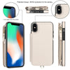 For iPhone X / XS Double Flap Zipper RFID Leather Phone Case with Short Lanyard(White)