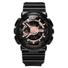 SANDA Outdoor Leisure Waterproof Multifunctional Luminous Electronic Watch(Black Rose Gold  Woman)