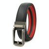120cm Second Layer Cowhide Men Business Belt Automatic Buckle Belt(Black Red)