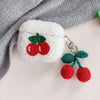 For AirPods 3 Christmas Series Plush Earphone Protective Soft Case(Cherry)
