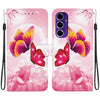 For Samsung Galaxy A16 Crystal Texture Colored Drawing Leather Phone Case(Pink Butterflies)