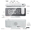 Mirror Surface LED Radio Projection Alarm Clock with Temperature & Humidity Display(Gold+White Characters)