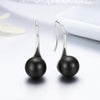 Women Sterling Silver Earrings Temperament Shell Beads Pearl Earrings, Color:Black