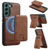 For Samsung Galaxy S21 FE 5G LC.IMEEKE L3 Series Detachable RFID Card Bag Magsafe Phone Case(Brown)
