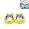 Stainless Steel Double Pet Bowl (Green) - Cat & Dog Food Bowl