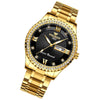 FNGEEN S888 Men Local Steel Strips Watch Luminous Quartz Watch(All Gold Black Surface)