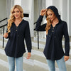 Autumn Winter V-Neck Loose Long Sleeve Hooded Sweatshirt Women Outerwear, Size: S(Navy)