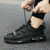 Men Air Cushion Sneakers Low Top Lace Running Shoes Mesh Breathable Sports Shoes, Size: 44(Black Blue)