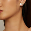 SCE1610 Sterling Silver S925 White Gold Plated Zircon Rhombus Spot Butterfly Stud Earrings