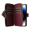 For iPhone 14 Pro Nine-card Slots Zipper Wallet Bag Leather Phone Case(Wine Red)