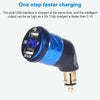 German EU Plug Special Motorcycle Elbow Charger Dual USB Voltmeter 4.2A Charger, Shell Color:Blue(Red Light)