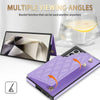 For Samsung Galaxy S25 Ultra 5G Rhombic Dual Buckle Card Slots Phone Case with Lanyard(Purple)