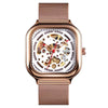 SKMEI 9184 Men Automatic Mechanical Watch Mesh with Hollow Square Tourbillon Student Watch (Rose Gold)