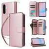 For Samsung Galaxy A56 Nine-card Slots Zipper Wallet Bag Leather Phone Case(Rose Gold)