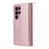 For Samsung Galaxy S22 Ultra 5G Nine-card Slots Zipper Wallet Bag Leather Phone Case(Rose Gold)
