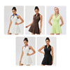 Lapel One-piece Tennis Skirt Quick-drying Breathable Waisted Sports Dress, Size: XL(White Blue)