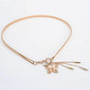 Women Thin Belt Metal Rhinestone Decorative Waist Chain, Length:62cm, Style:Four Pearls Pendant