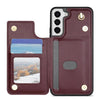 For Samsung Galaxy S21 5G Rhombic Dual Buckle Card Slots Phone Case with Lanyard(Wine Red)
