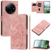 For Redmi A3 Tulips Embossed Leather Phone Case with Lanyard(Pink)