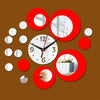 3D Stereo Decorative Clock Acrylic Digital Mirror Wall Sticker Wall Clock(Silver Red)