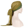 Ladies Forehead Cross Chiffon Long Tail Cap Turban Hat, Size:One Size(Gray)