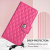For Samsung Galaxy A06 5G Rhombic Texture Flip Leather Phone Case with Lanyard(Rose Red)