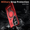 For Samsung Galaxy S23+ 5G Shield Hollow Frame Holder MagSafe Phone Case(Red)
