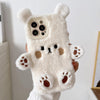 For iPhone 14 Pro Max 3D Smiling Little Bear Plush Phone Case(White)