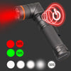 90 Degree Foldable Flashlight White / Red / Green Lights Waterproof Magnetic Torch Built In 18650 Lithium Battery