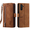For Samsung Galaxy A36 Nine Card Zipper Bag Leather Phone Case with Lanyard(Brown)