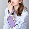 For Samsung Galaxy S21+ 5G Rhombic Dual Buckle Card Slots Phone Case with Lanyard(Purple)