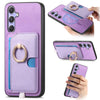 For Samsung Galaxy A24 5G Retro Cross Leather Ring Side Insert Card Bag MagSafe Phone Case(Purple)
