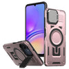 For Samsung Galaxy A05 Shield Frame Holder MagSafe Phone Case(Rose Gold)