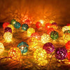 20 LEDs Rattan Balls Lights Fairy Holiday Christmas Outdoor LED Decorative Lamp, Style:4m Battery Style(Coffee +White)
