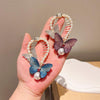Rhinestone Butterfly Hair Clip Embroidered Ponytail Hair Clasp(Purple)