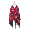 Autumn And Winter Horn Buckle Ethnic Style Hooded Cloak Shawl Bohemian Hooded Shawl, Size:135-175cm(A Style Red)