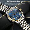 OLEVS 2892 Men Multifunctional Business Waterproof Quartz Watch(Blue + Gold)