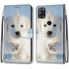 For Alcatel 3X 2020 Coloured Drawing Cross Texture Horizontal Flip PU Leather Case with Holder & Card Slots & Wallet & Lanyard(Snow Puppy)