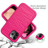 For iPhone 15 Pro Wave Pattern 3 in 1 Silicone + PC Phone Case(Hot Pink)