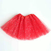 Girls Stars Sequins Mesh Tutu Skirt Costumes, Size:One Size(Red)
