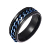 2 PCS Men Stainless Steel Embossed Turnable Chain Rings, Color: Dark Blue(10)