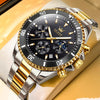OLEVS 2870 Men Multifunctional Chronograph Three Eyes Waterproof Quartz Watch(Black + Gold)