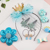 Cute Hair Accessories for Girls Mesh Bowknot Crown Headband Hair Accessories Set(Blue)