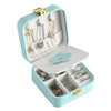 Portable Earrings Necklace Jewelry Box Chemical Storage Case PU Leather With Mirror(Green)