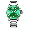 OCHSTIN 7002B Multifunctional Quartz Waterproof Luminous Steel Strap Men Watch(Silver+Green)