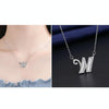 Women Fashion S925 Sterling Silver English Alphabet Pendant Necklace, Style:W